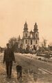 Церковь святых Петра и Павла. На мостовой трамвайный путь. 1941-1944