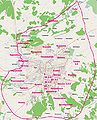Схема расположения микрорайонов и частей города