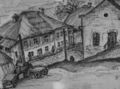 Вид на улицу от угла Могилевской площади. Рисунок Евгения Саматыя. 1931—1934