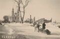 Уничтоженная застройка улицы около Петропавловской церкви. Вид со стороны Комсомольской улицы. 1941-1944