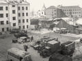 Школа №10 и Спасская церковь. Вид со двора 4-го коммунального дома. 1941-1944